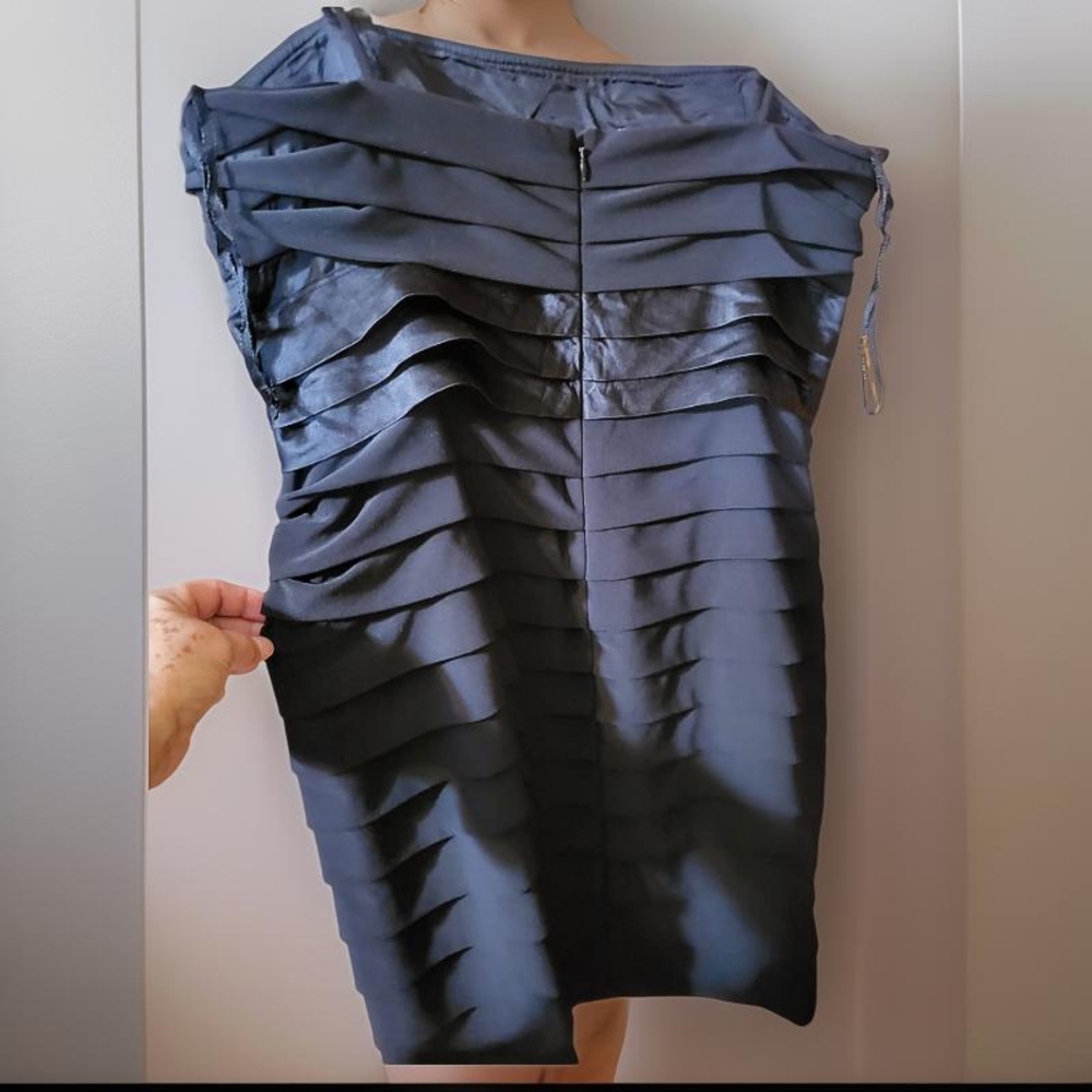 Black Pleated Tiered Sheath Mini Dress